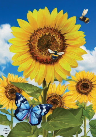 Sunflowers and Bees Flag - 12.5 x 18 in