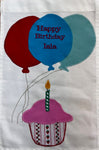 Birthday Cupcake Flag on Turquoise - 12 x 18 in