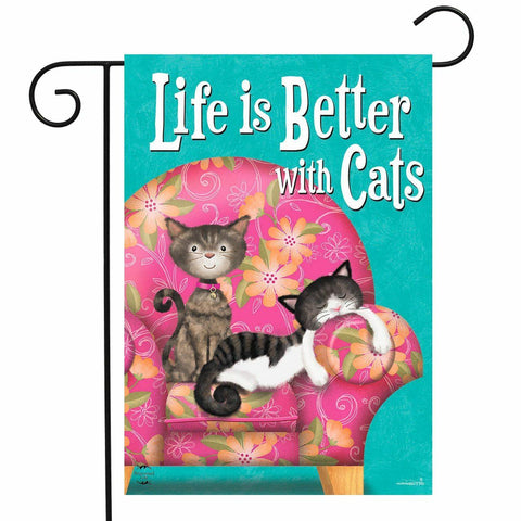 Life is Better with Cats Flag - 12.5 x 18 in