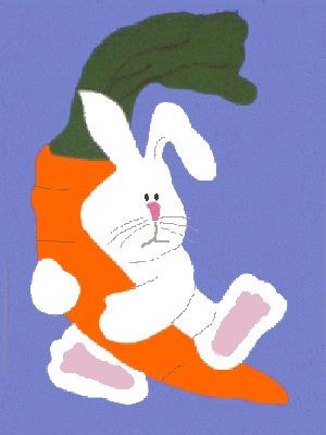 Bunny with Carrot Flag on Colonial Blue - 12 x 18 in