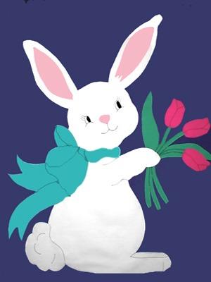 Easter Bunny w/Tulip Flag on Navy - 3 x 4.5 ft