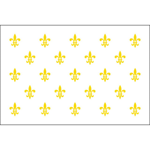 Fleur-de-lis Flag - 23 Gold on White - Nylon with Grommets - 3 x 5 ft