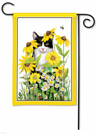 Garden Flower Cat BreezeArt® Flag - 12.5 x 18 in