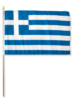Greece Stick Flag - 12 x 18 in