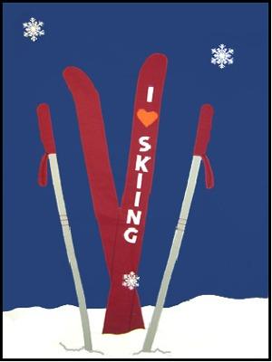 I Love Skiing Flag on Navy - 3 x 4.5 ft