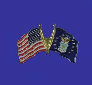 Lapel Pin - Air Force & United States Flags - Double