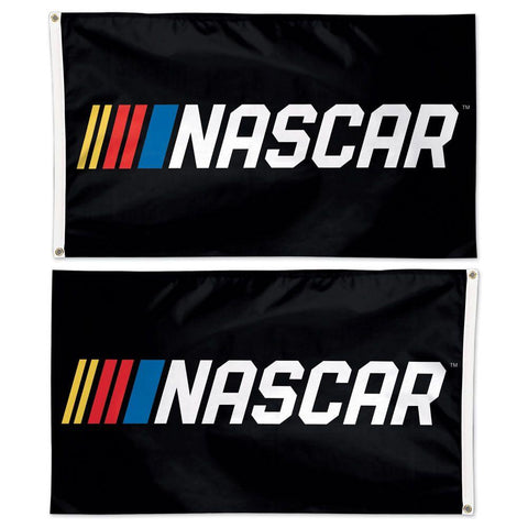 NASCAR - 3 x 5 ft Flag - Logo on black - doubld-sided