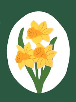 Daffodils in Oval Flag on Hunter w White Oval- 12 x 18 in