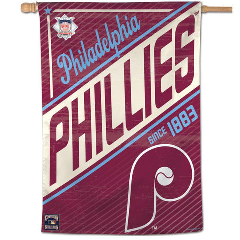 Phillies - 28 x 40 in Vertical Banner Flag - Cooperstown Burgundy - arrives approx 5/20
