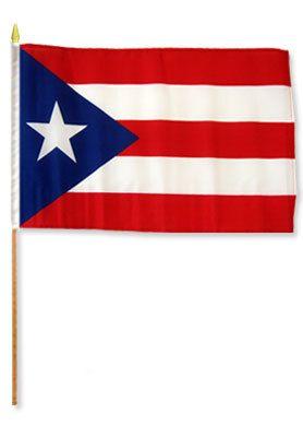 Puerto Rico Stick Flag - 12 x 18 in