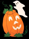 Pumpkin & Boo Flag on Black - 12 x 18 in