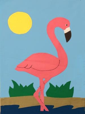 Flamingo Flag on Lt Blue - 3 x 4.5 ft