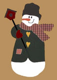 Snowman with Birdhouse Flag on Khaki - 12 X 18 in