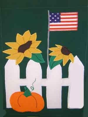 Fall Patriotic Fence on Hunter - 12 x 18 in
