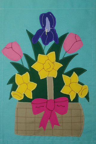 Spring Basket Flag on Mint Green- 12 x 18 in