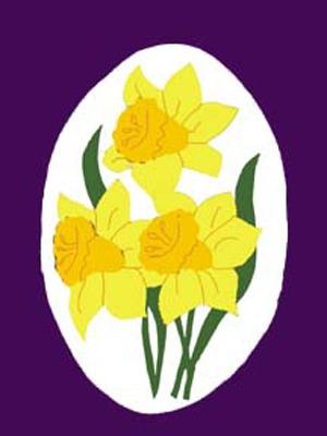 Daffodils in Oval Flag on Purple - 3 x 4.5 ft