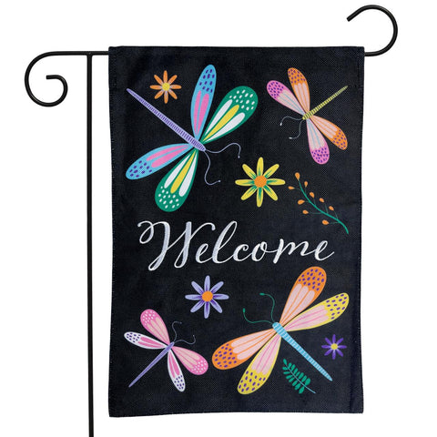 Colorful Dragonflies D/S Burlap Garden Flag -  12.5 x 18 in (double-sided)