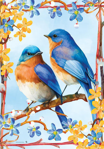 Lovely Bluebirds Flag - 12 x 18 in