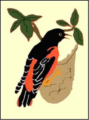 Baltimore Oriole Flag on Off White - 12 x 18 in