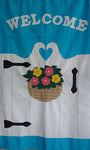 Welcome Gate Spring Flagw/Dbl Message on Turquoise- 3 x 4.5 ft
