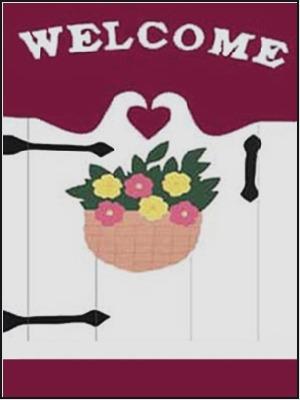 Welcome Gate Spring Flag on Burgundy- 3 x 4.5 ft