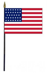 33 Star Civil War US Stick Flag (1859-1861) - 4 x 6 in (bases sold separately)