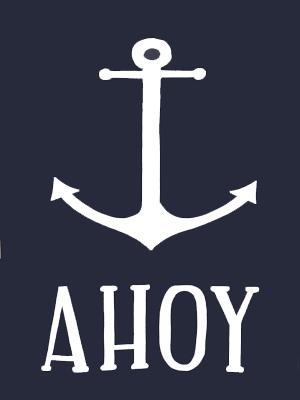 AHOY Flag on Navy - 12 x 18 in