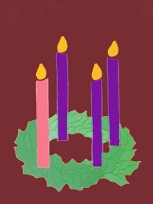 Advent Wreath Flag on Burgundy- 12 x 18 in