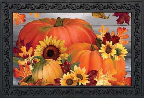 Autumn Pumpkin Trio Mat - 18 x 30 in