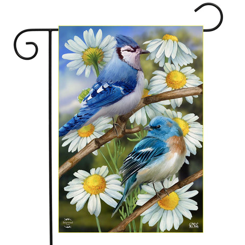 Birds and Daisies Flag - 12.5 x 18 in