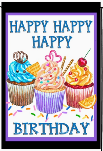 Birthday Cupcakes Flag - double-sided - 12 x 18 in
