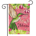 Blissful Hummingbird Welcome Flag - 12.5 x 18 in