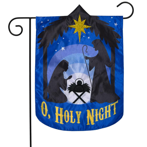 O, Holy Night Poly Appl'd Garden Flag -  12.5 x 18 in - double-sided