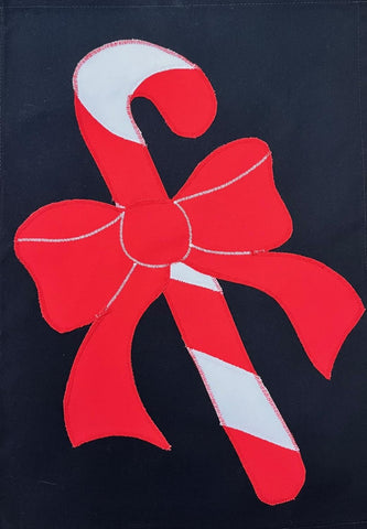 Candy Cane Flag on Black - 12 x 18 in