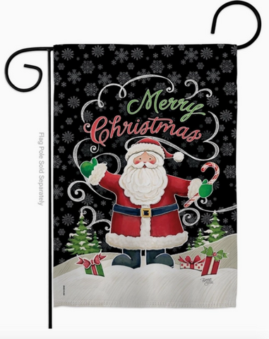 Candy Cane Santa Garden Flag -  12.5 x 18 in - double-sided