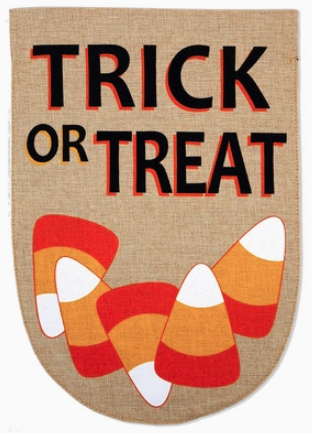 Candy Corn Burlap Flag - double-sided - 13 x 18.5 in
