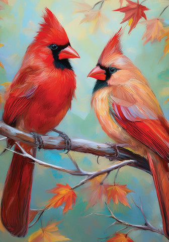 Cardinal Couple Flag - double-sided - 12 x 18 in