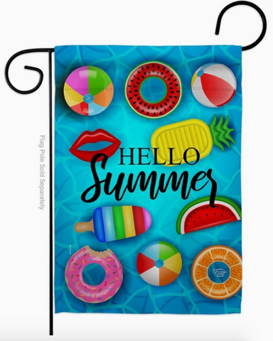 Chilling at the Pool Flag - double-sided - 13 x 18.5 in