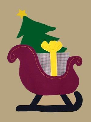 Christmas Sleigh Flag on Khaki - 28 x 40 in