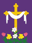 Draped Cross Flag on Purple - 12 x 18 in