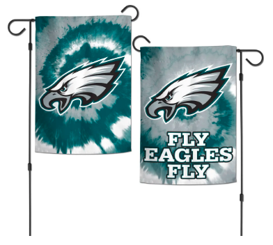 Eagles - 12.5 x 18 in Garden Flag - double-sided - TieDyed Midnight Green, White, Black
