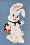 Hopping Easter Bunny Flag on Lt Blue - 12 x 18 in