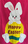 Happy Easter Bunny Flag on Hot Pink - 3 x 4.5 ft