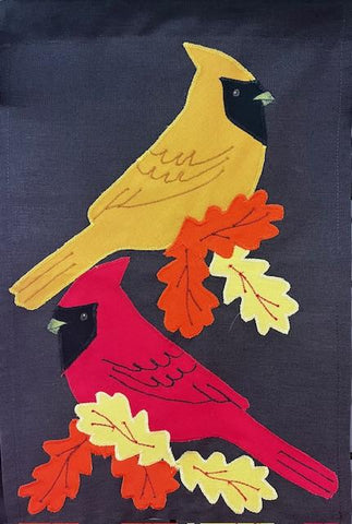 Fall Cardinals Flag on Brown - 12 x 18 in