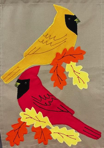 Fall Cardinals Flag on Khaki - 12 x 18 in