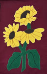 Sunflowers Flag on Burgundy - 12 x 18 in