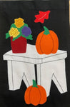 Fall Garden Bench Flag on Black - 12 x 18 in
