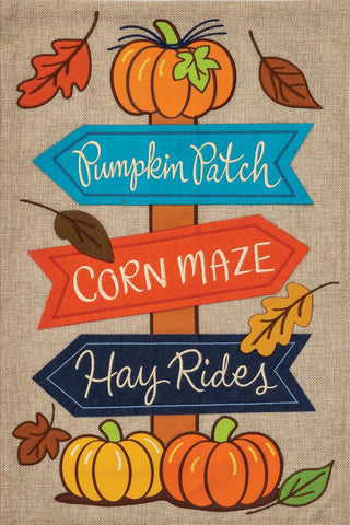 Fall Signs Sewn Burlap Flag - 12 x 18 in