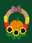 Fall Wreath w/Sunflowers Flag on Hunter - 12 x 18 in
