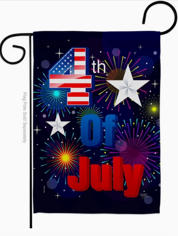 Fireworks July 4th Flag - double-sided - 13 x 18.5 in